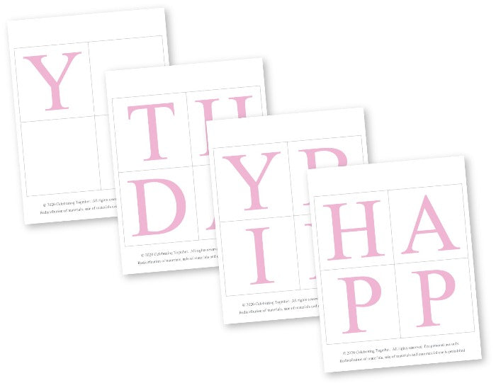Printable Pink Happy Birthday Banner