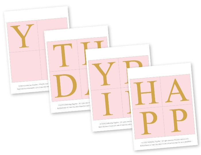 diy girls blush pink and gold birthday party banner - Celebrating Together