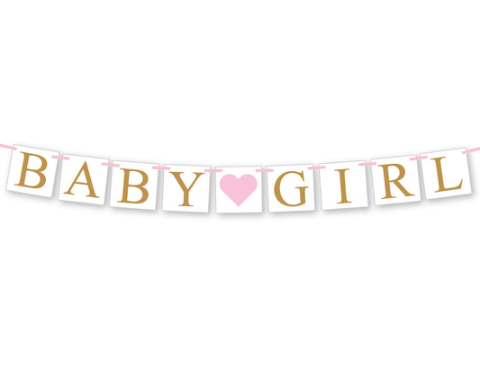 pink and gold baby girl banner - baby shower decoration
