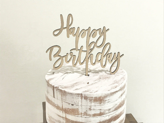 handwritten happy birthday cake skewer