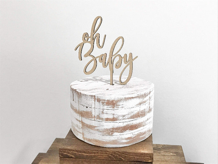 wood baby shower cake topper - woodland baby shower decor