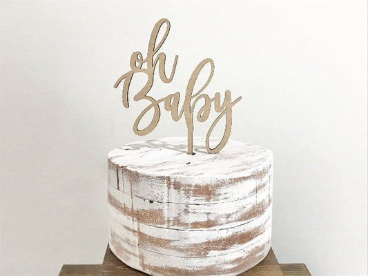 oh baby cake topper - rustic baby shower decorations