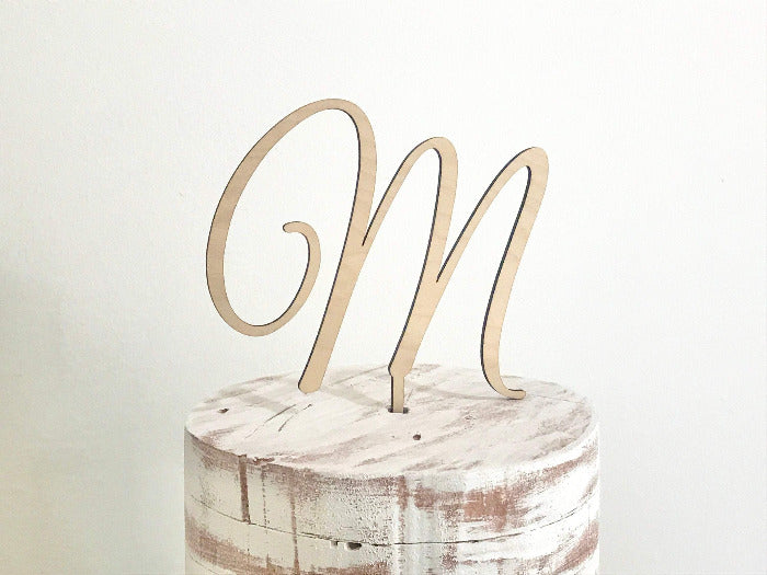wooden cake topper - monogram cake decorations