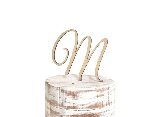 m monogram wedding cake topper - rustic wedding decor