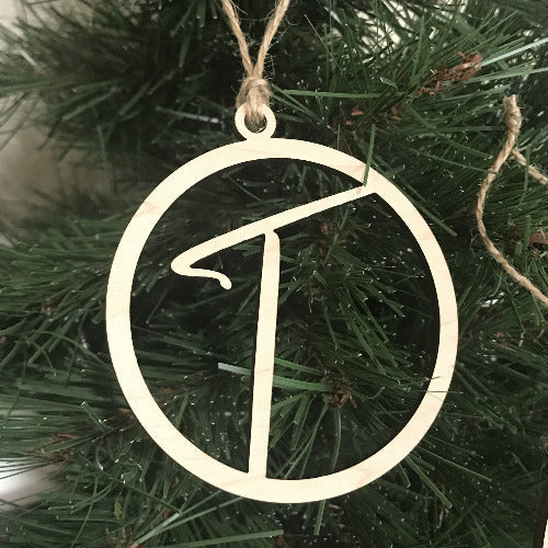Letter T personalized initial ornaments - Wooden Christmas decor