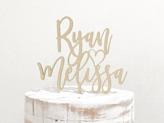 personalized name wooden cake topper - rustic wedding decorations
