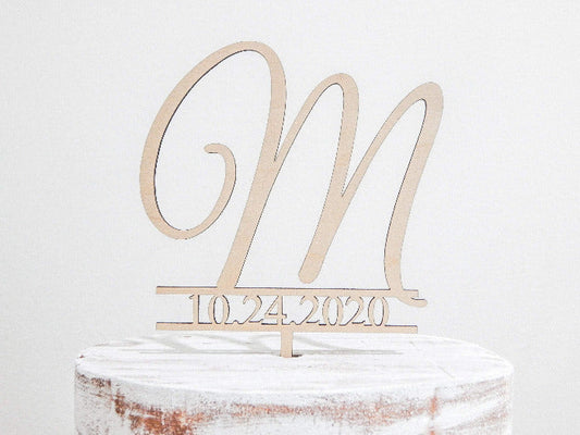 monogram wedding cake topper - Rustic wedding decor