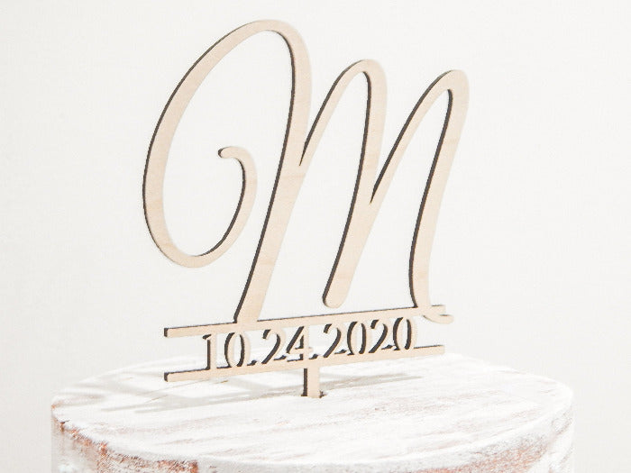wood cake topper - m monogram wedding decorations