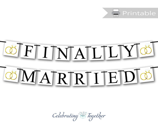 printable finally married banner - diy wedding decorations