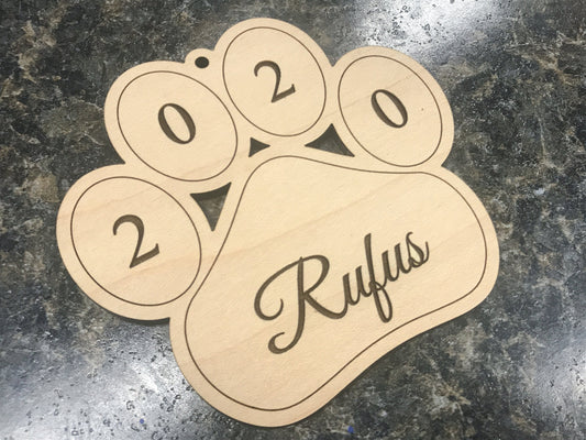 cat paw ornament -personalized name pet christmas ornament