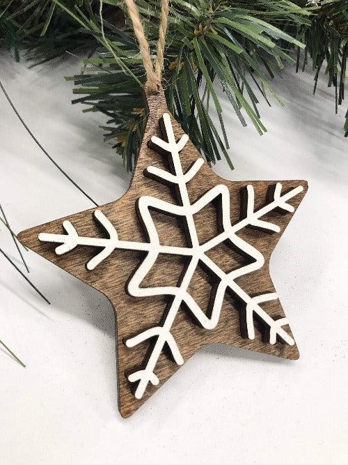 Wooden snowflake ornament