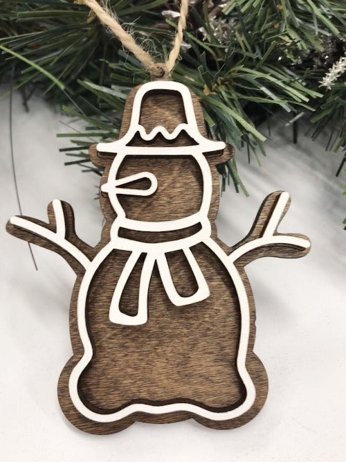 wooden snowman ornament