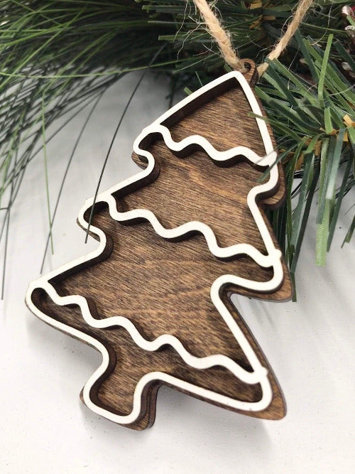 wooden christmas tree ornament