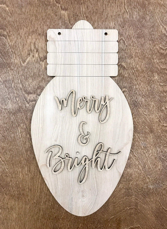 merry and bright christmas light bulb DIY sign kit