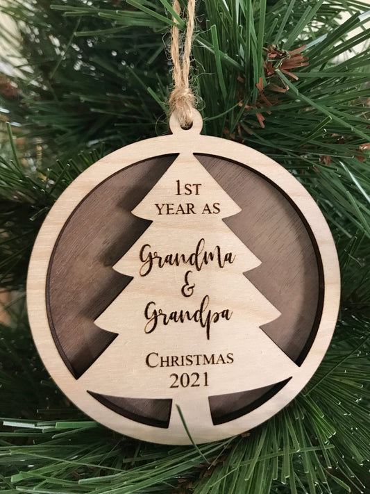 1st year as grandparents ornamant - Wooden Christmas ornament