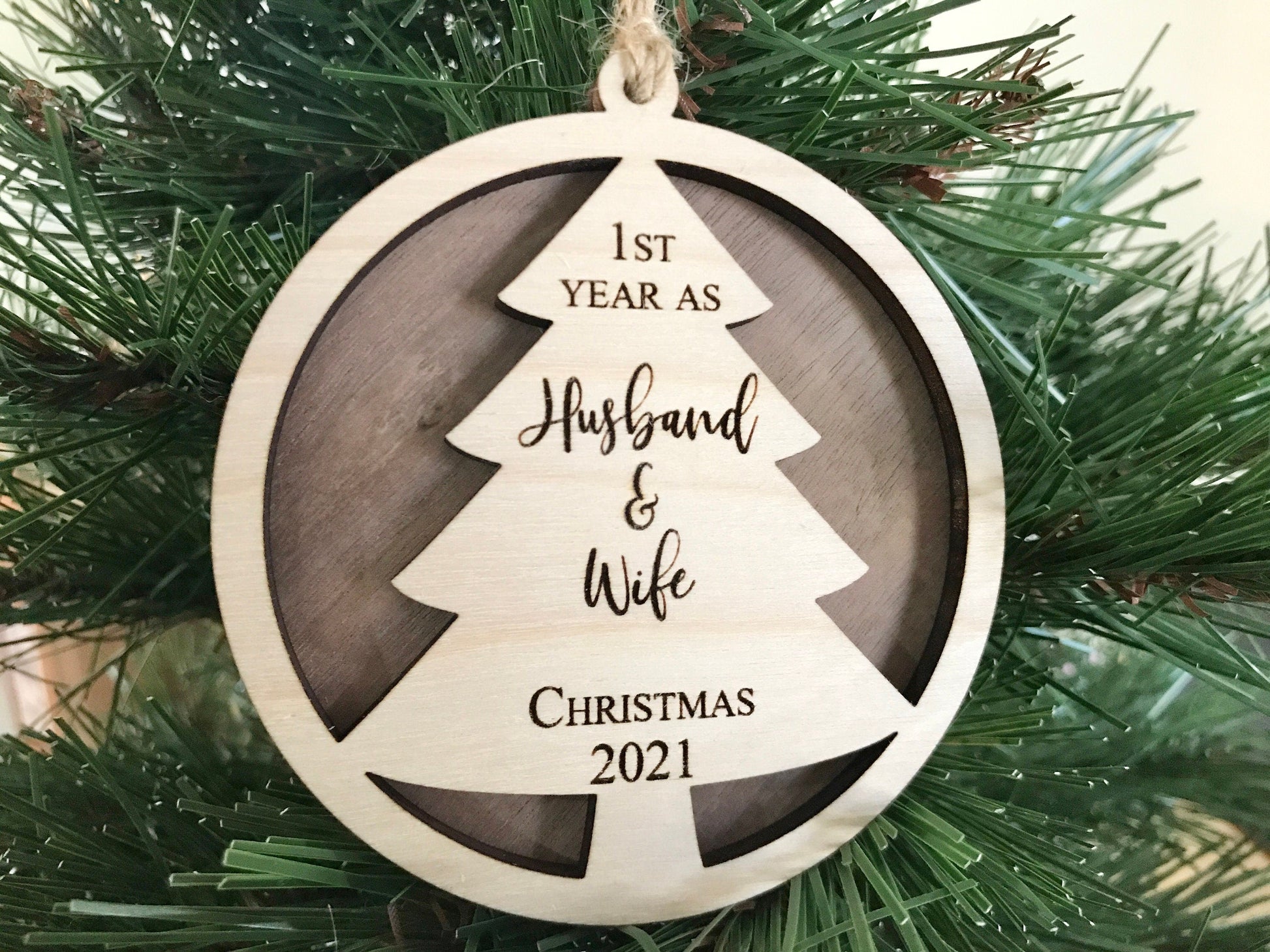 3d our 1st year as husband and wife ornament - newlywed gift ideas