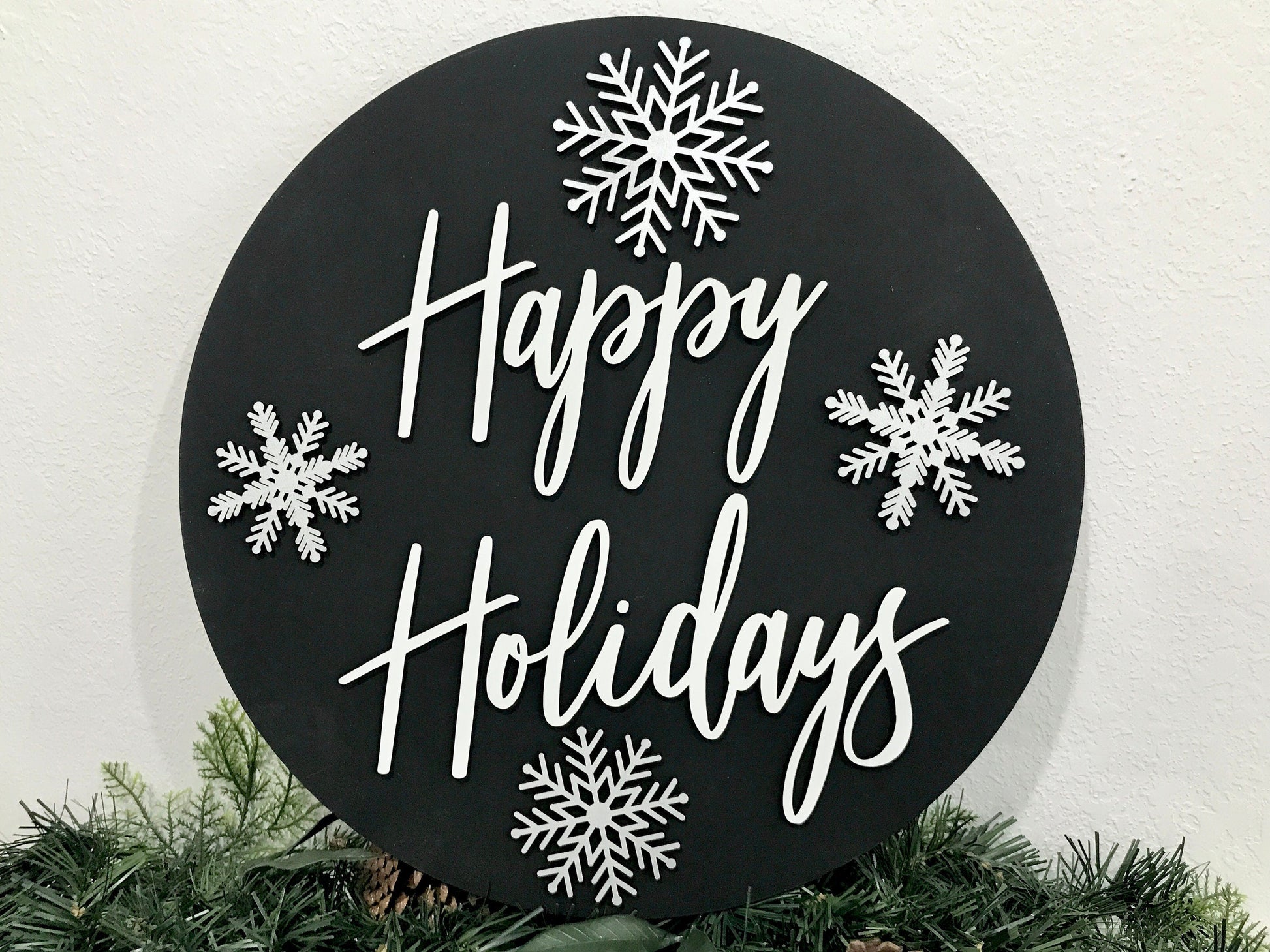 snowflake happy holidays sign