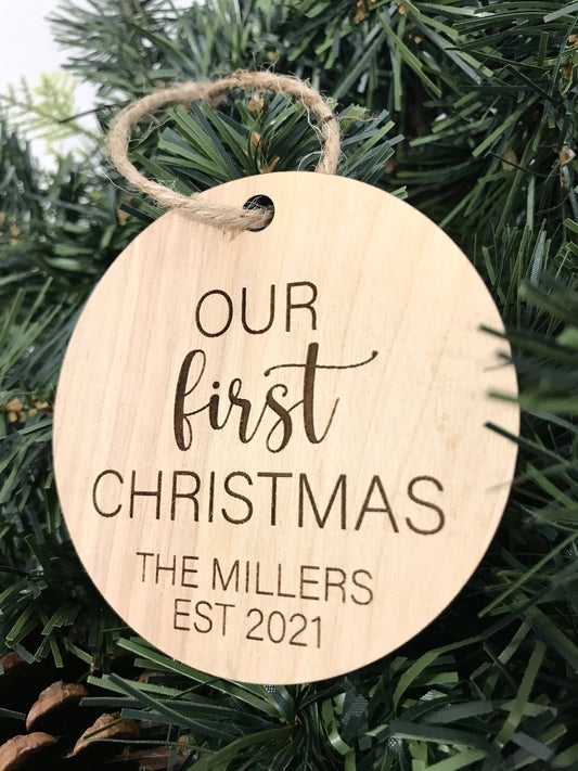 our 1st christmas custom wedding gift ornament