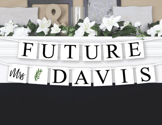 watercolor future mrs banner - boho bridal shower decor