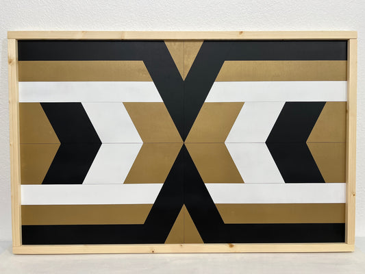 Wood Mosaic Wall Art - Black and Gold