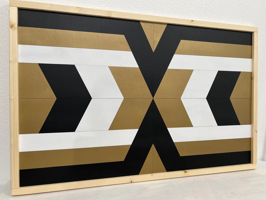 Wood Mosaic Wall Art - Black and Gold