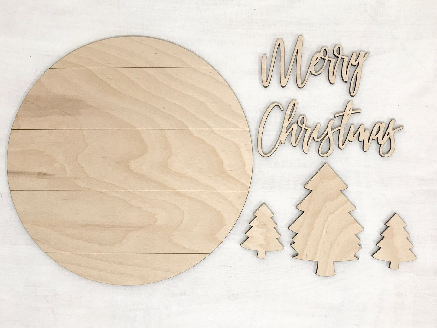 Merry Christmas sign kit, DIY holiday crafts, winter sign making supplies, evergreen trees kids craft project ideas, paint party sign bundle