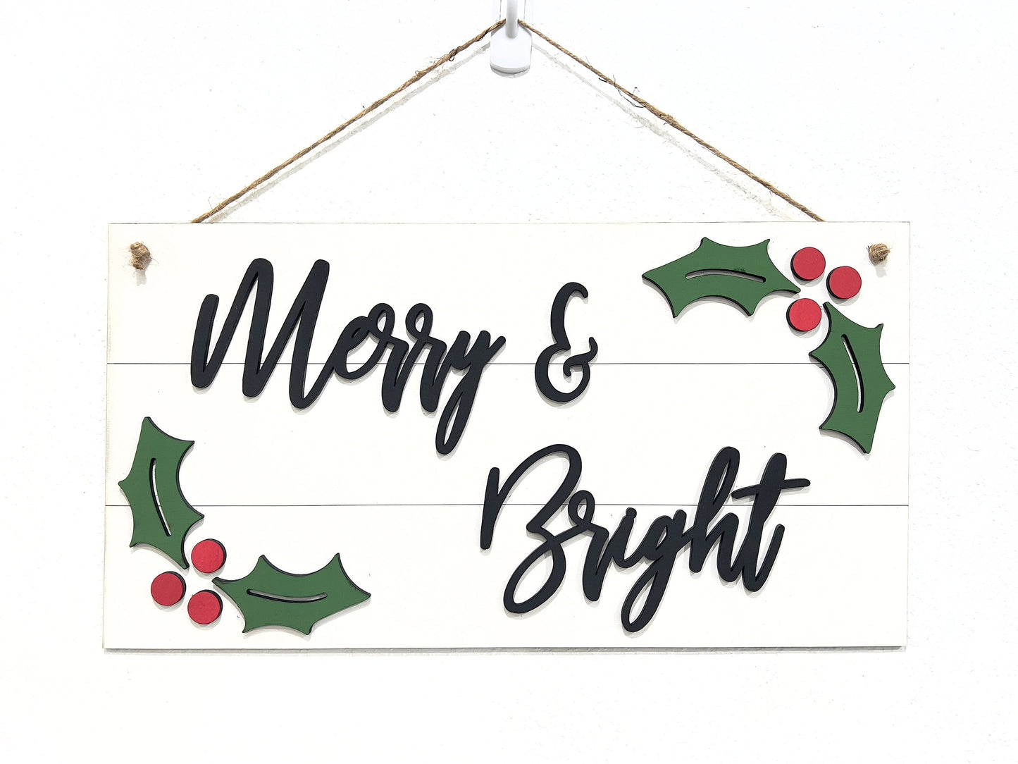 Merry & Bright Sign - Holly