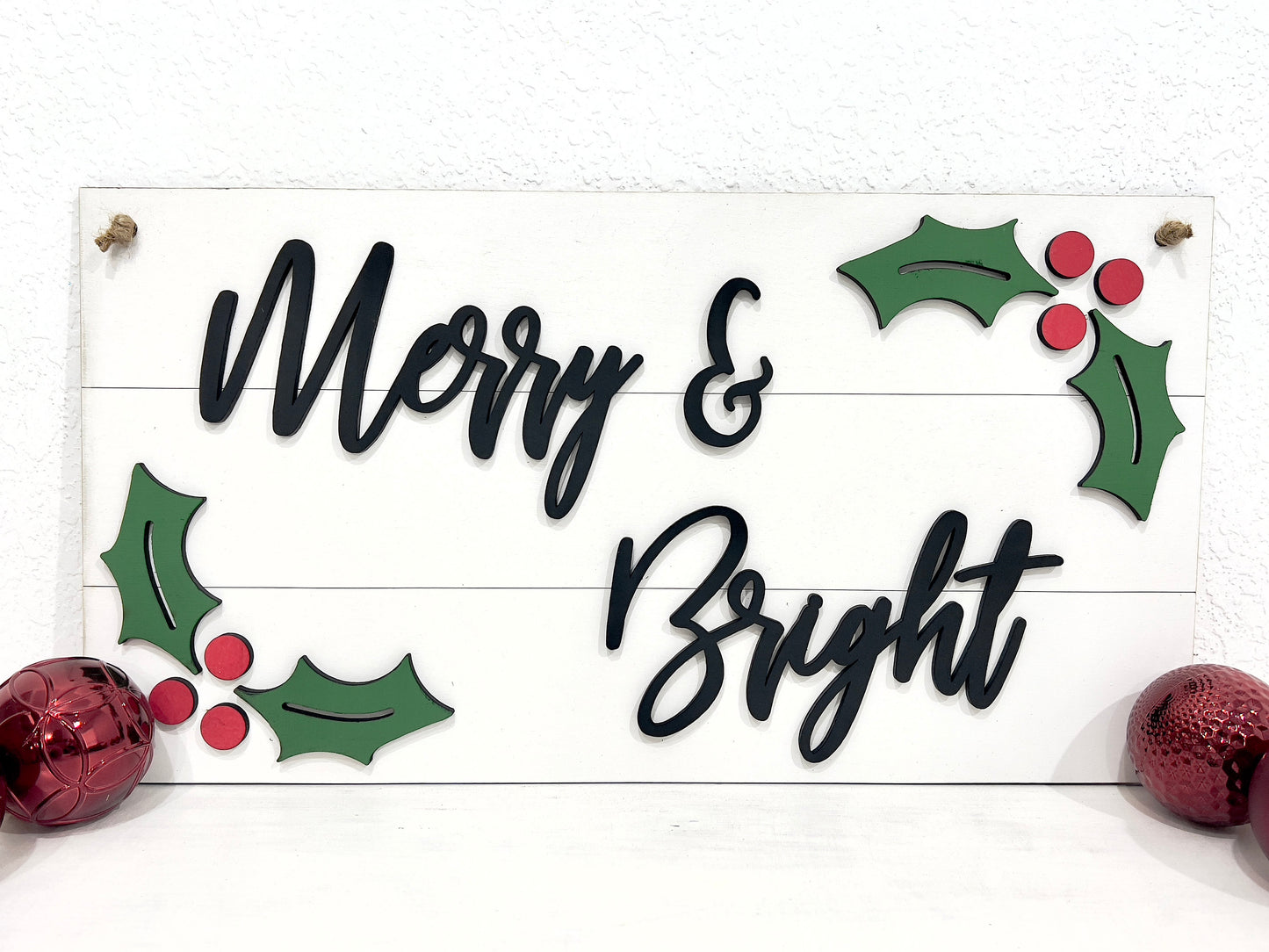 Merry & bright sign, shiplap farmhouse holiday decor, country winter signs, 3D rustic Christmas sign, Christmas wall hanging, door hanger
