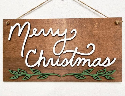 Merry Christmas Sign - Greenery