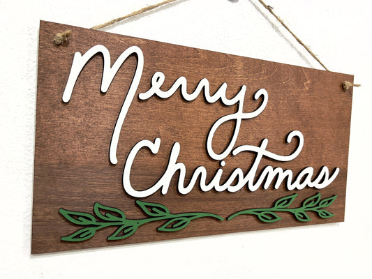 Merry Christmas Sign - Greenery
