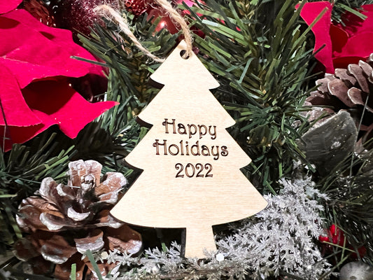 Engraved Happy Holidays Christmas Tree Ornament - 2022