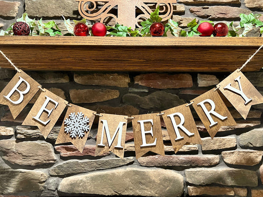 DIY Kit Wooden Be Merry Banner - Snowflake