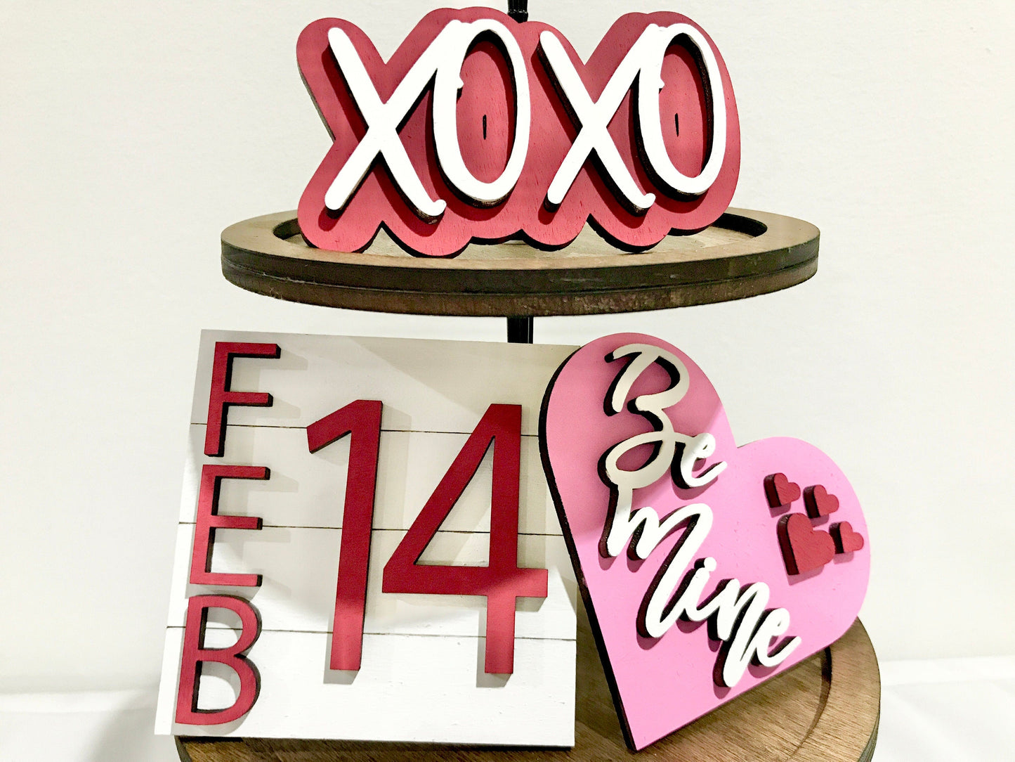 xoxo mini sign - feb 14 shiplap sign - be mine heart sign - tiered tray mini signs