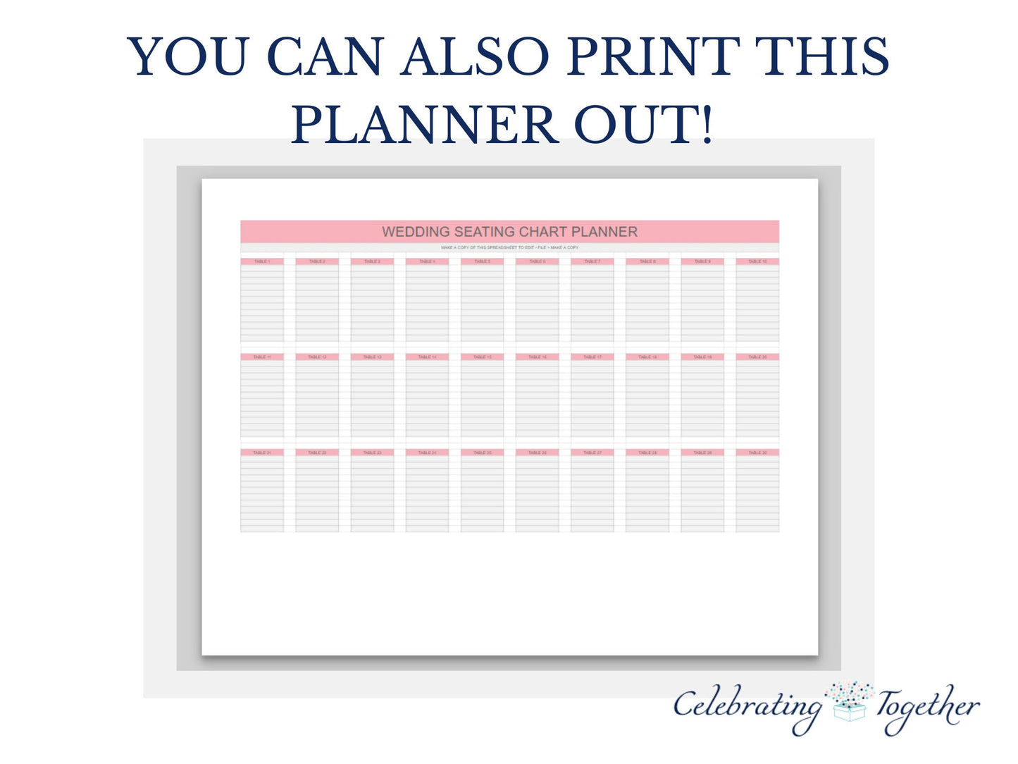 Wedding seating chart planner, Google Sheets template printable, digital download event planning, table arrangements templates