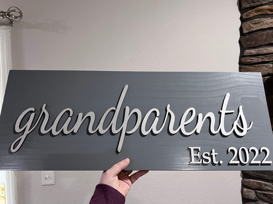 3D New grandparents gift, wood signs, established date grandpa gift, rustic home decor for nana and papa, Mother's Day gifts for Grandma