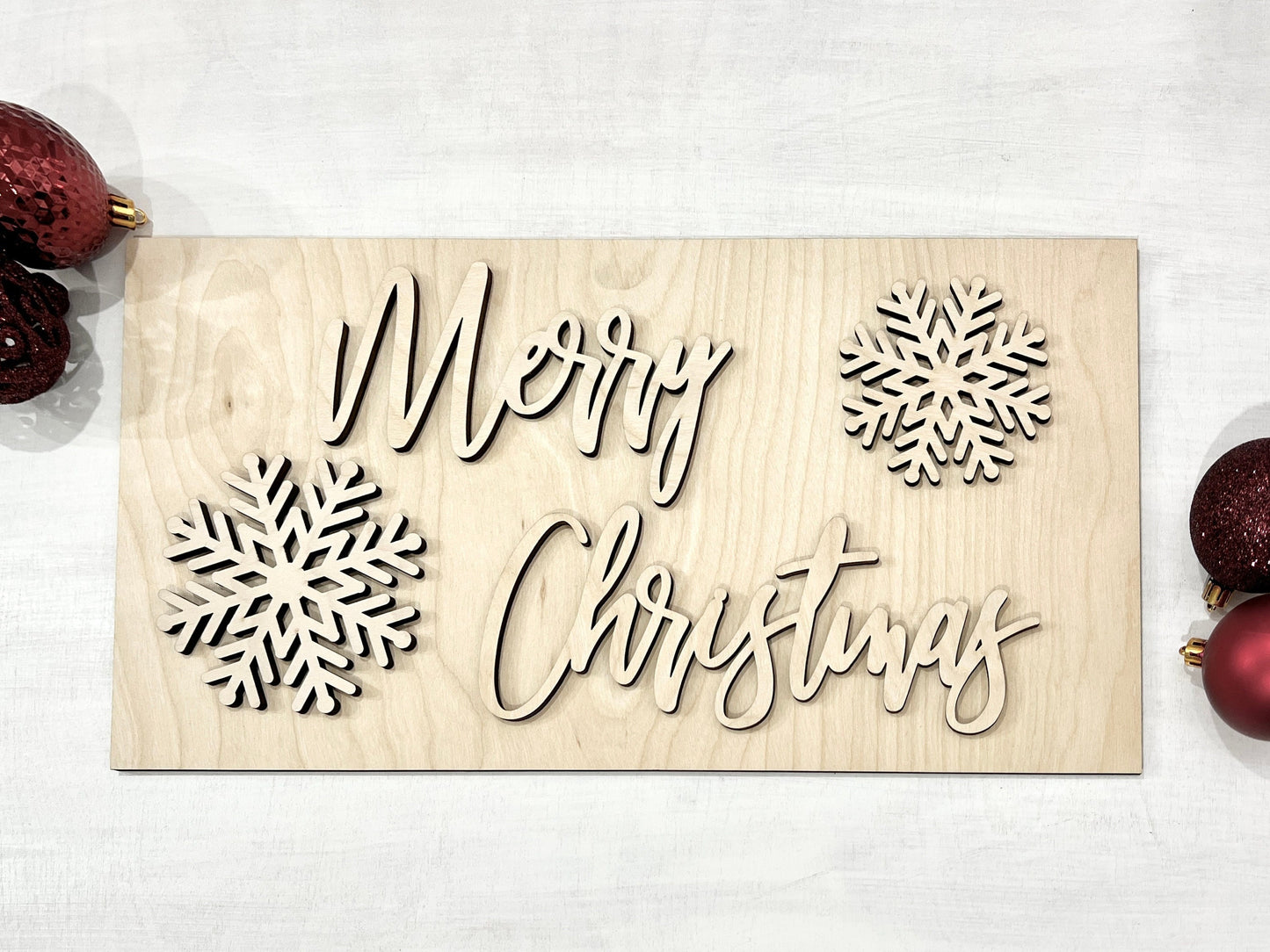 Merry Christmas sign kit, DIY holiday crafts, snowflake sign making supplies, kids craft project ideas, Christmas paint party sign bundle