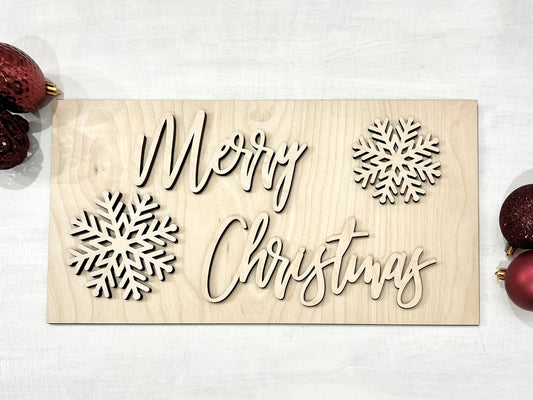 Merry Christmas sign kit, DIY holiday crafts, snowflake sign making supplies, kids craft project ideas, Christmas paint party sign bundle