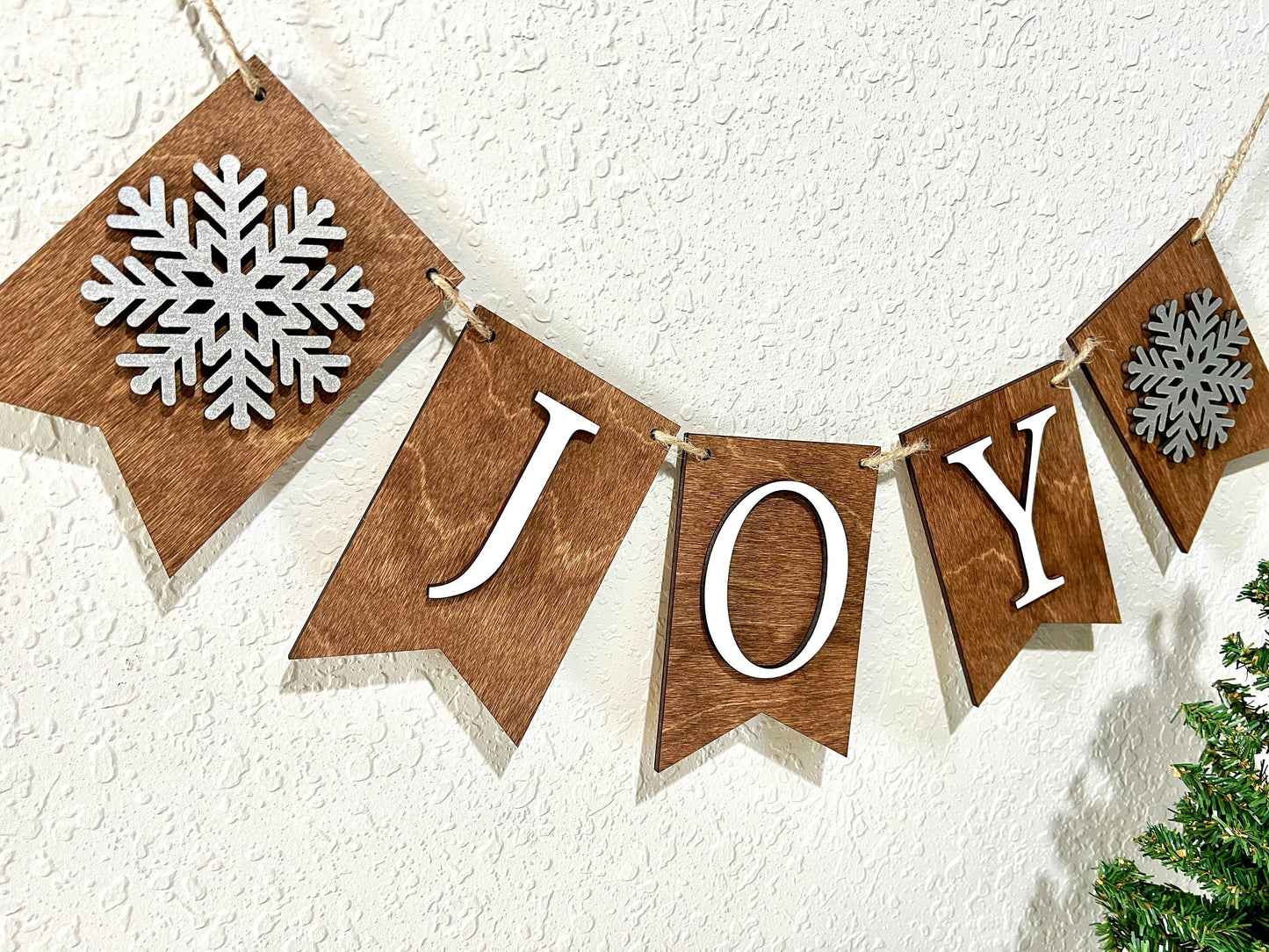Wooden Joy Banner, wood holiday banner, rustic holiday garland, Christmas decor, fireplace mantel decoration, merry christmas banner