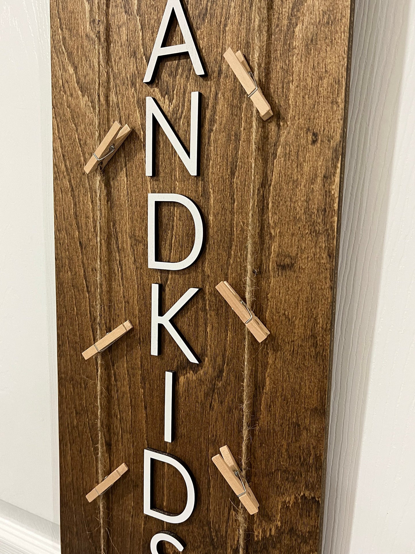 3D Grandkids photo holder sign, wood signs for grandparents, rustic home decor for nana, Mother's Day Gift for Grandma picture display