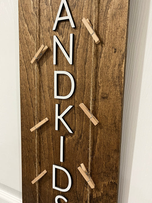 3D Grandkids photo holder sign, wood signs for grandparents, rustic home decor for nana, Mother's Day Gift for Grandma picture display