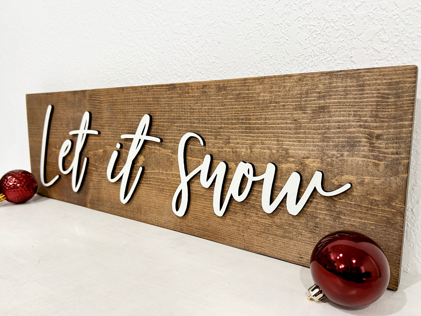 Let it snow sign, Christmas decorations, 3D holiday decor, rustic wood signs, living room wooden sign wall hanging, shelf and mantel decor