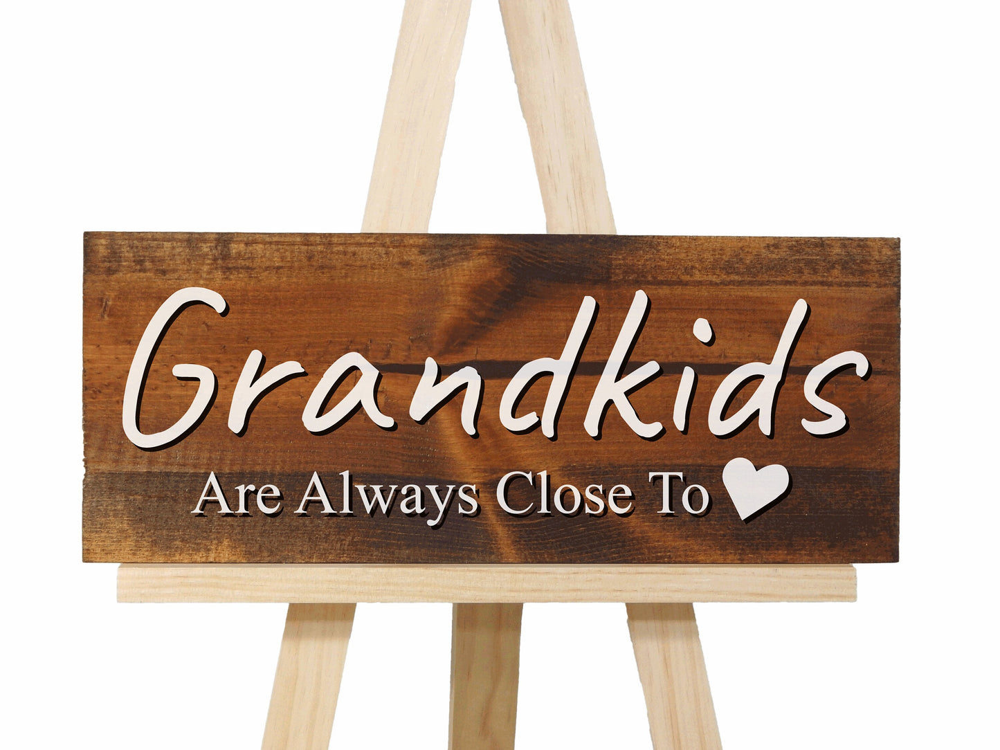 3D Grandkids are always close to heart sign, wood signs for grandpa, rustic home decor for nana and papa, Mother's Day Gift for Grandma