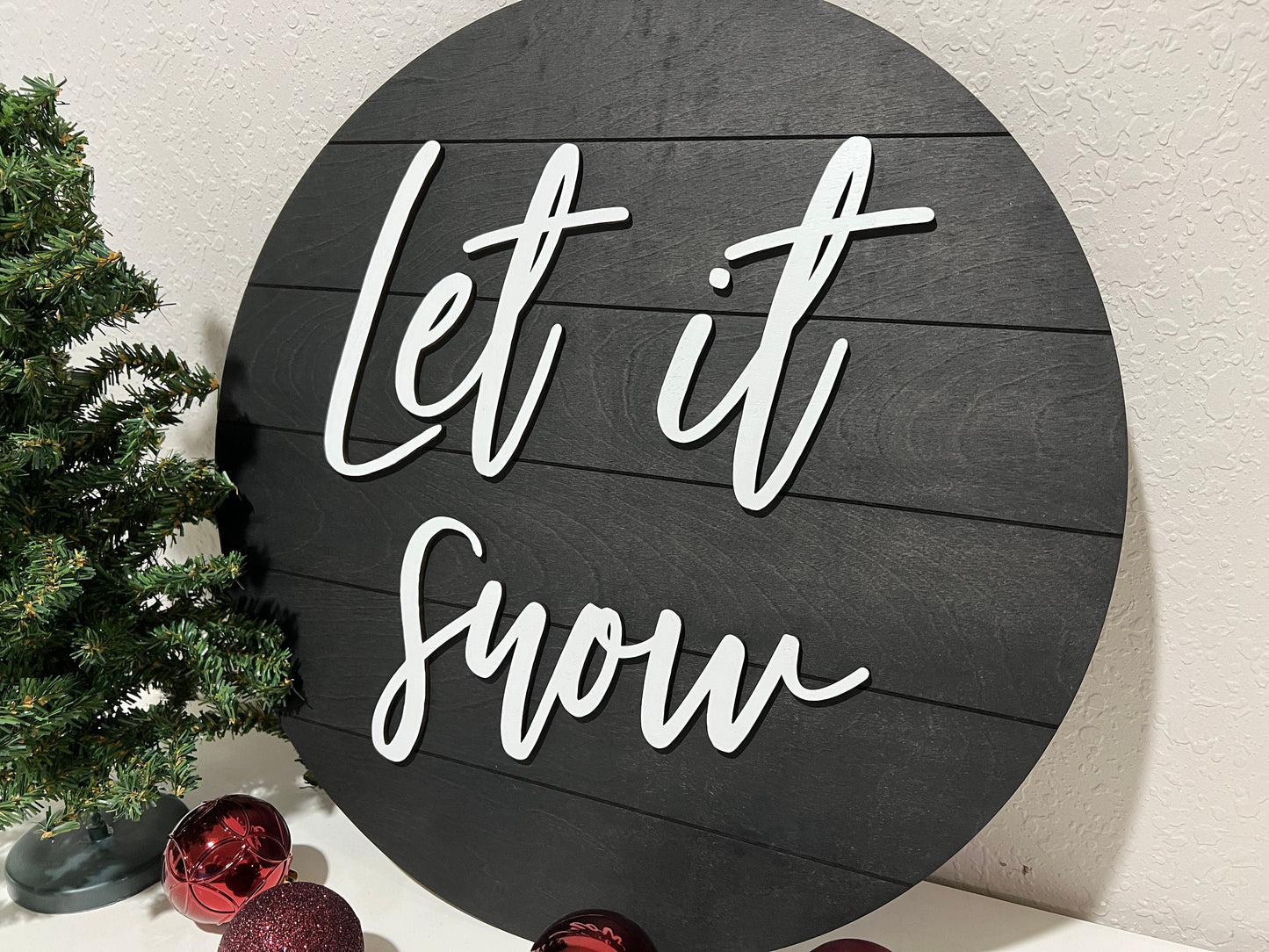Let it snow sign, Christmas decorations, 3D holiday decor, shiplap wood signs, living room wooden sign wall hanging, black mantel decor