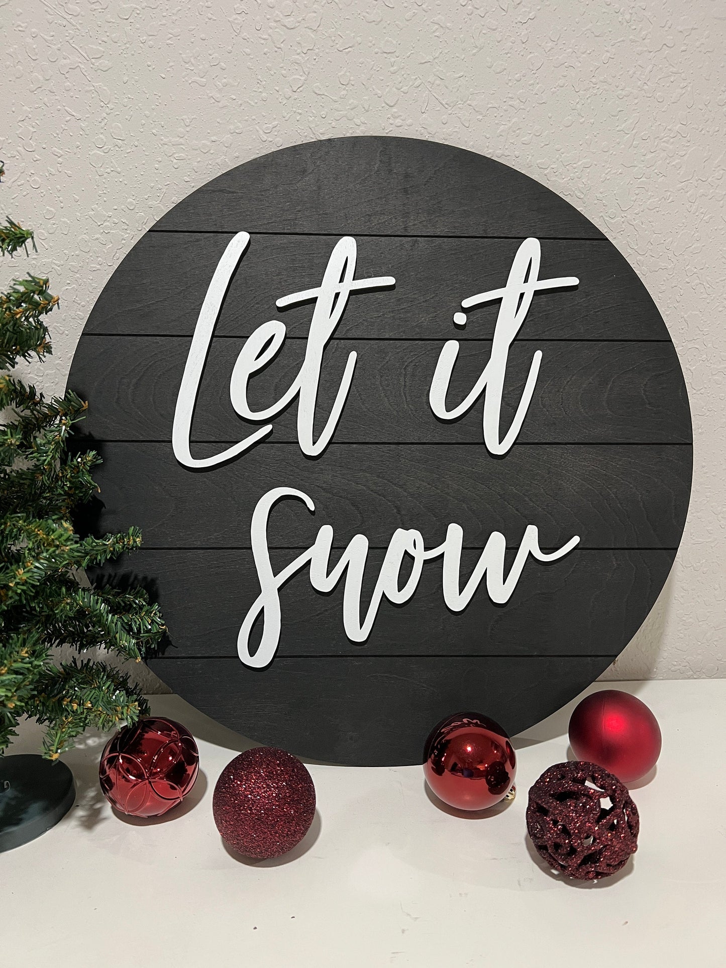 Let it snow sign, Christmas decorations, 3D holiday decor, shiplap wood signs, living room wooden sign wall hanging, black mantel decor