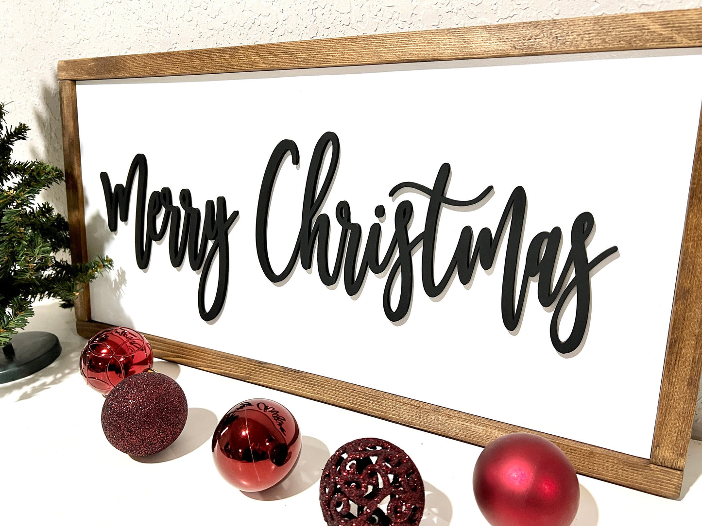Merry Christmas sign, Christmas decorations, 3D holiday decor, framed wood signs, living room wooden sign wall hanging, hearth mantel decor