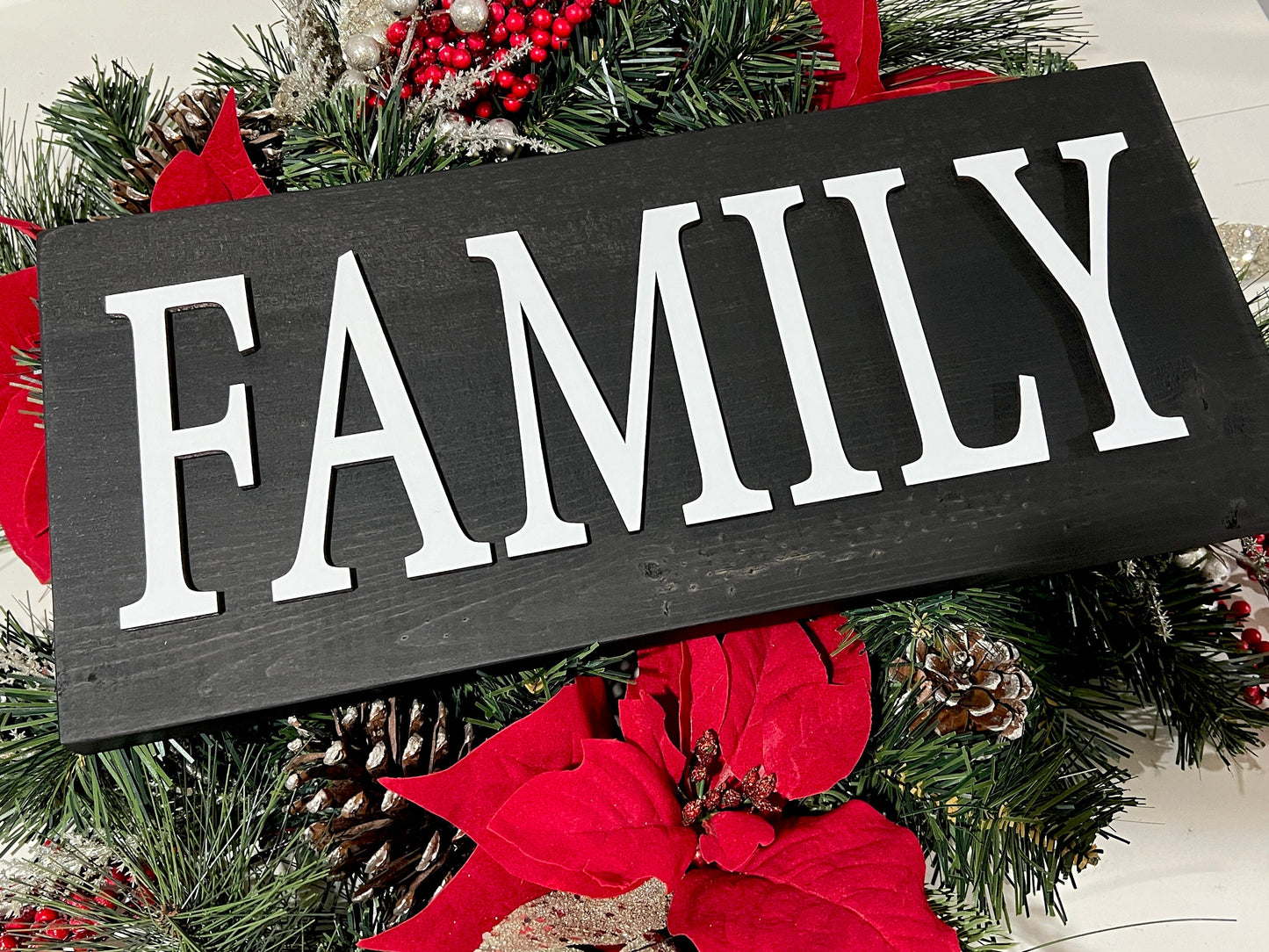 Family sign, home decorations, 3D wall art, mantel decor, entryway wood signs, living room wooden sign, wall hanging, fireplace mantel decor