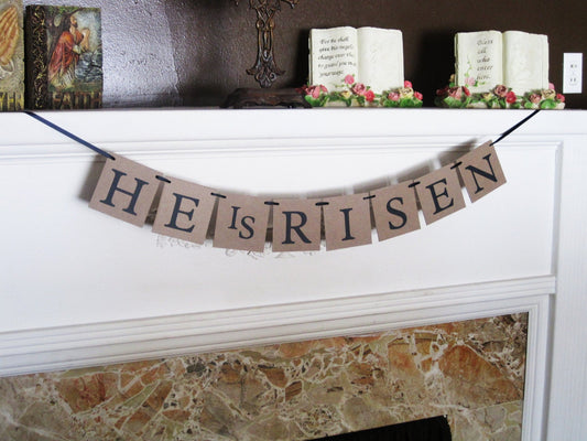 He Is Risen Banner - Rustic