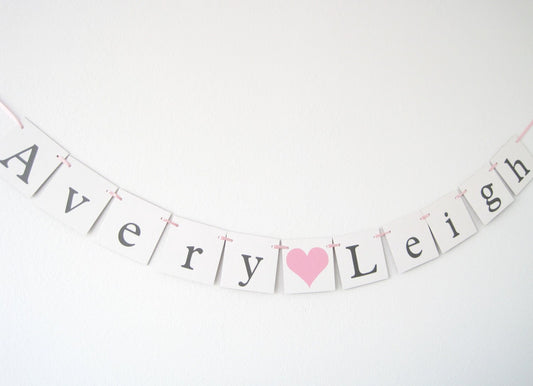 personalized baby name banner - baby shower decor