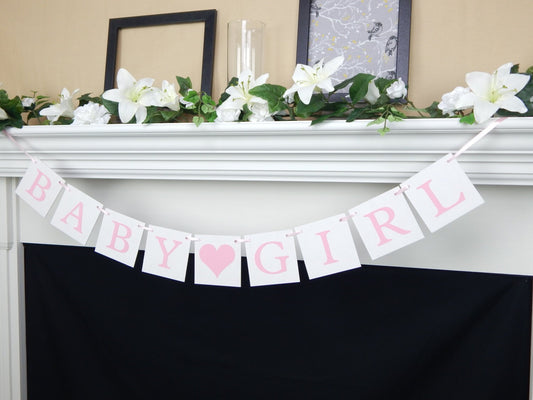 baby girl banner - heart baby shower decoration