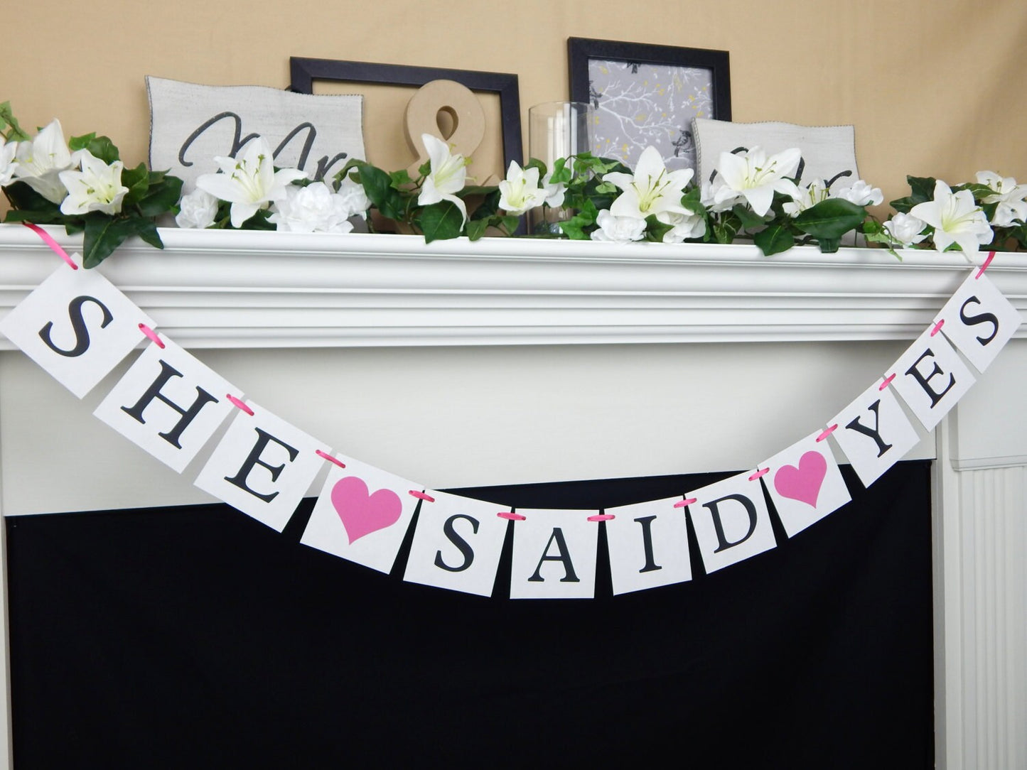 She Said Yes Banner - Hearts